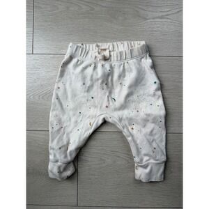Pehr Organic Cotton Celestial Star Moon Harem Pants Joggers Off White 3-6 Months